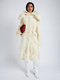 Front image of model wearing Fiona Coat in Shearling in resin