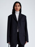 Proenza Schouler Front cropped image of model wearing Archer Jacket in Wool Twill Suiting in BLACK