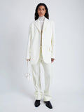 Proenza Schouler Front full length image of model wearing Archer Jacket in Wool Twill Suiting in WAX