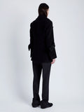 Proenza Schouler Back full length image of model wearing Rowen Coat in Eco Double Face Wool in BLACK