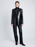 Proenza Schouler Front image of model wearing Hayes Jacket in Leather in BLACK