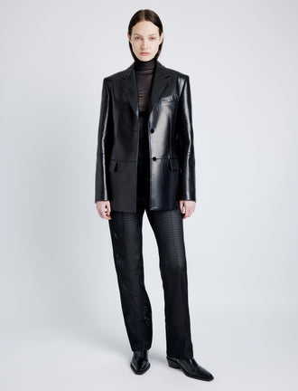 Proenza Schouler Front image of model wearing Hayes Jacket in Leather in BLACK