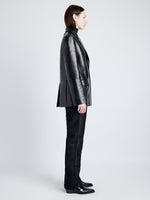 Proenza Schouler Side image of model wearing Hayes Jacket in Leather in BLACK