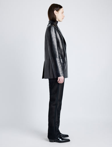 Proenza Schouler Side image of model wearing Hayes Jacket in Leather in BLACK