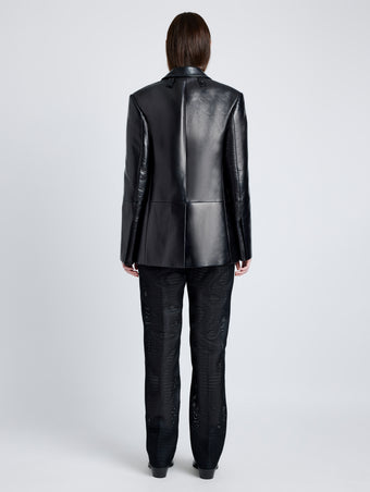 Proenza Schouler Back image of model wearing Hayes Jacket in Leather in BLACK