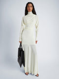 Proenza Schouler front image of model wearing Paula Dress in Sheer Crepe Jersey in citron
