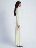 Proenza Schouler side image of model wearing Paula Dress in Sheer Crepe Jersey in citron