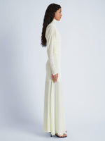 Proenza Schouler side image of model wearing Paula Dress in Sheer Crepe Jersey in citron