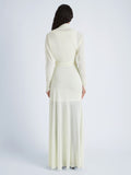 Proenza Schouler back image of model wearing Paula Dress in Sheer Crepe Jersey in citron