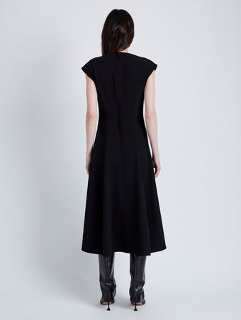 Proenza Schouler Back image of model wearing Chantal Dress in Matte Viscose Crepe in BLACK