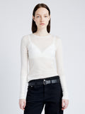 Proenza Schouler Front cropped image of model wearing Kaiya Top in Sheer Slub Jersey in BONE