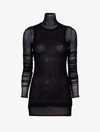 Proenza Schouler Still Life image of Rio Top in Stretch Tulle Jersey in BLACK