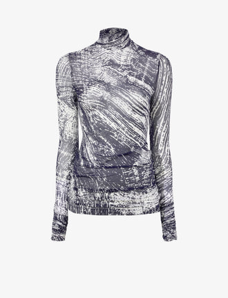 Proenza Schouler Still Life image of Rio Top in Printed Stretch Tulle Jersey in CONCRETE