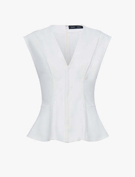 【Proenza Schouler】ホワイトラベル Aria chenilleワイドレッグ Proenza Schouler Janet Top in Matte Double Crepe - White