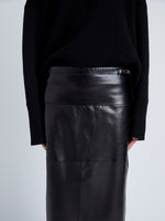 Detail image of model wearing Adriana Skirt In Nappa in Black