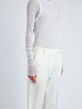 Proenza Schouler Detail image of model wearing Teddy Pant in Wool Twill Suiting in WAX