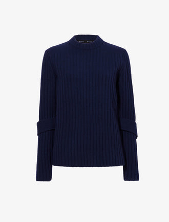 Proenza Schouler Still Life image of Verona Sweater in Midweight Cashmere Rib in NAVY