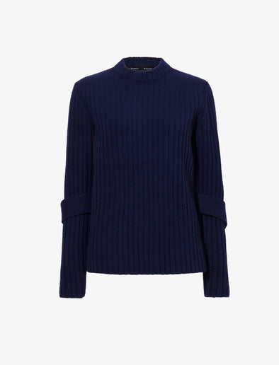 Proenza Schouler Still Life image of Verona Sweater in Midweight Cashmere Rib in NAVY