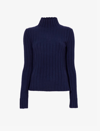 Proenza Schouler Still Life image of Haven Sweater in Midweight Cashmere Rib in NAVY