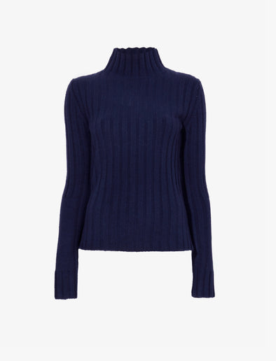 Proenza Schouler Still Life image of Haven Sweater in Midweight Cashmere Rib in NAVY