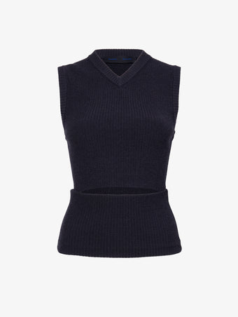 Proenza Schouler Still Life image of Cruz Vest in Midweight Viscose Rib Knit in CHARCOAL