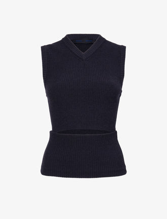 Proenza Schouler Still Life image of Cruz Vest in Midweight Viscose Rib Knit in CHARCOAL