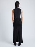 Proenza Schouler Back full length image of model wearing Cruz Vest in Midweight Viscose Rib Knit in CHARCOAL