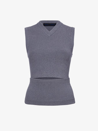 Proenza Schouler Still Life image of Cruz Vest in Midweight Viscose Rib Knit in GREY