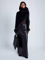 Proenza Schouler front image of model wearing Tube Scarf in Midweight Cashmere in black