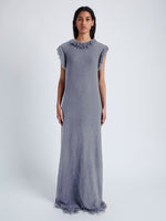 Front image of model wearing Toni Dress in Textured Knit in ash grey