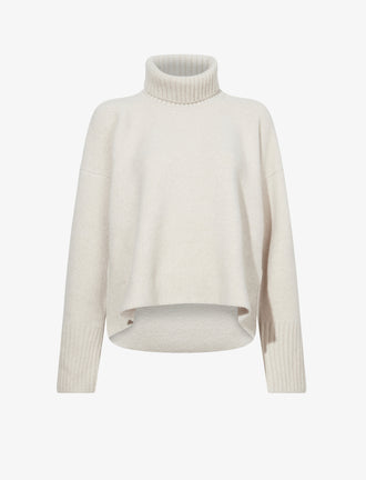 Proenza Schouler flat image of Sandra Turtlneck Sweater in Lofty Eco Cashmere in ECRU