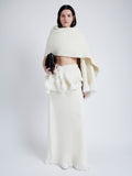 Front full length image of model wearing Blanket In Textured Boucle Knit in Ivory