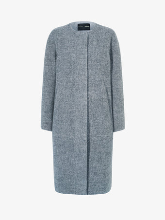 Proenza Schouler flat image of Albers Coat in Textured Double Face Wool in DARK GREY MULTI