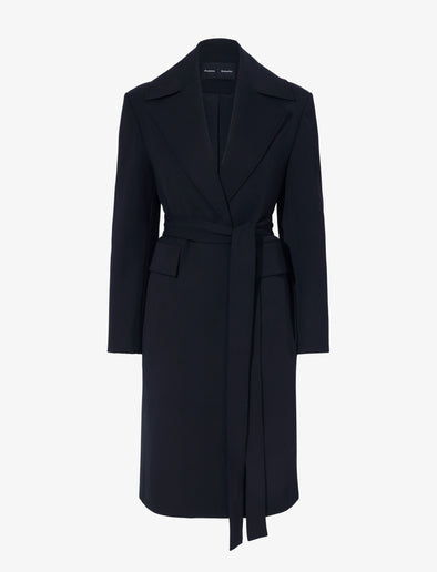 Proenza Schouler Still Life image of Thea Coat in Wool Gabardine Suiting in BLACK