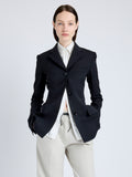 Proenza Schouler Front cropped image of model wearing Lark Blazer in Wool Gabardine Suiting in BLACK
