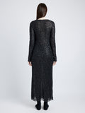 Proenza Schouler Back full length image of model wearing Marlowe Dress in Sequin in BLACK