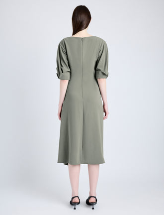 Proenza Schouler back image of Maisie Dress in Matte Viscose Crepe in WOOD