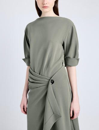 Proenza Schouler detail image of Maisie Dress in Matte Viscose Crepe in WOOD