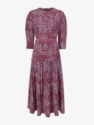 Proenza Schouler Still Life image of Harlow Dress in Printed Viscose Crepe in OXBLOOD MULTI