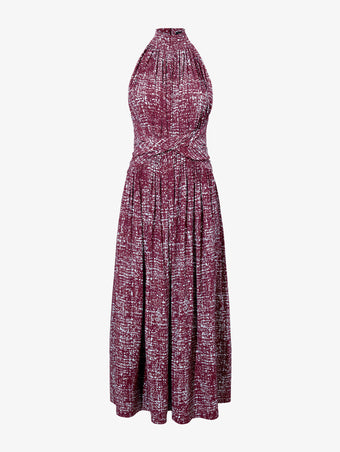 Proenza Schouler Still Life image of Lola Dress in Printed Viscose Crepe in OXBLOOD MULTI