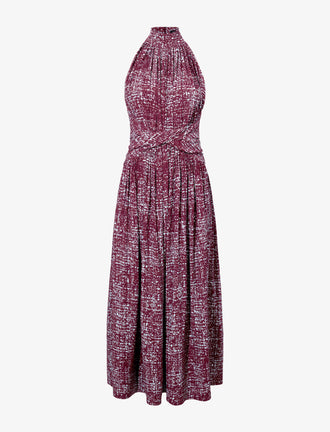 Proenza Schouler Still Life image of Lola Dress in Printed Viscose Crepe in OXBLOOD MULTI