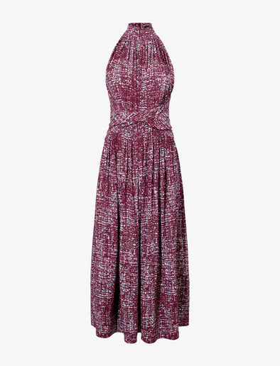 Proenza Schouler Still Life image of Lola Dress in Printed Viscose Crepe in OXBLOOD MULTI