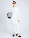 Proenza Schouler front image of model wearing Yara Dress In Bi-Stretch Suiting in OFF WHITE