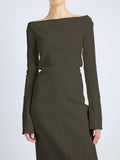 Proenza Schouler Detail image of Yara Dress In Bi-Stretch Suiting in Earth