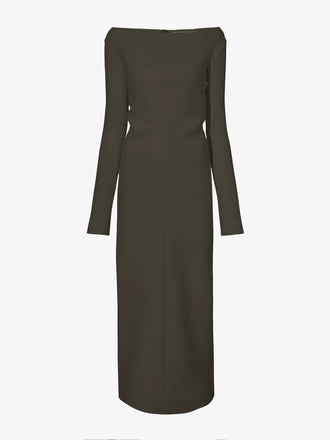 Proenza Schouler Still Life Image of Yara Dress In Bi-Stretch Suiting in Earth