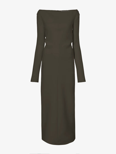 Proenza Schouler Still Life Image of Yara Dress In Bi-Stretch Suiting in Earth