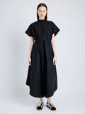 Proenza Schouler Front full length image of model wearing Walker Dress in Eco Poplin in BLACK