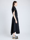 Proenza Schouler Side full length image of model wearing Walker Dress in Eco Poplin in BLACK