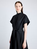 Proenza Schouler Detail image of model wearing Walker Dress in Eco Poplin in BLACK