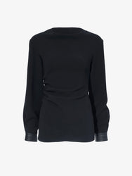 Proenza Schouler Still Life image of Alexis Top in Matte Viscose Crepe with Faux Leather in BLACK
